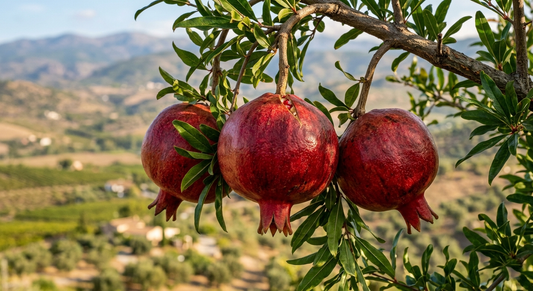 Ripe pomegranates on the branch at Zephyr Mountain